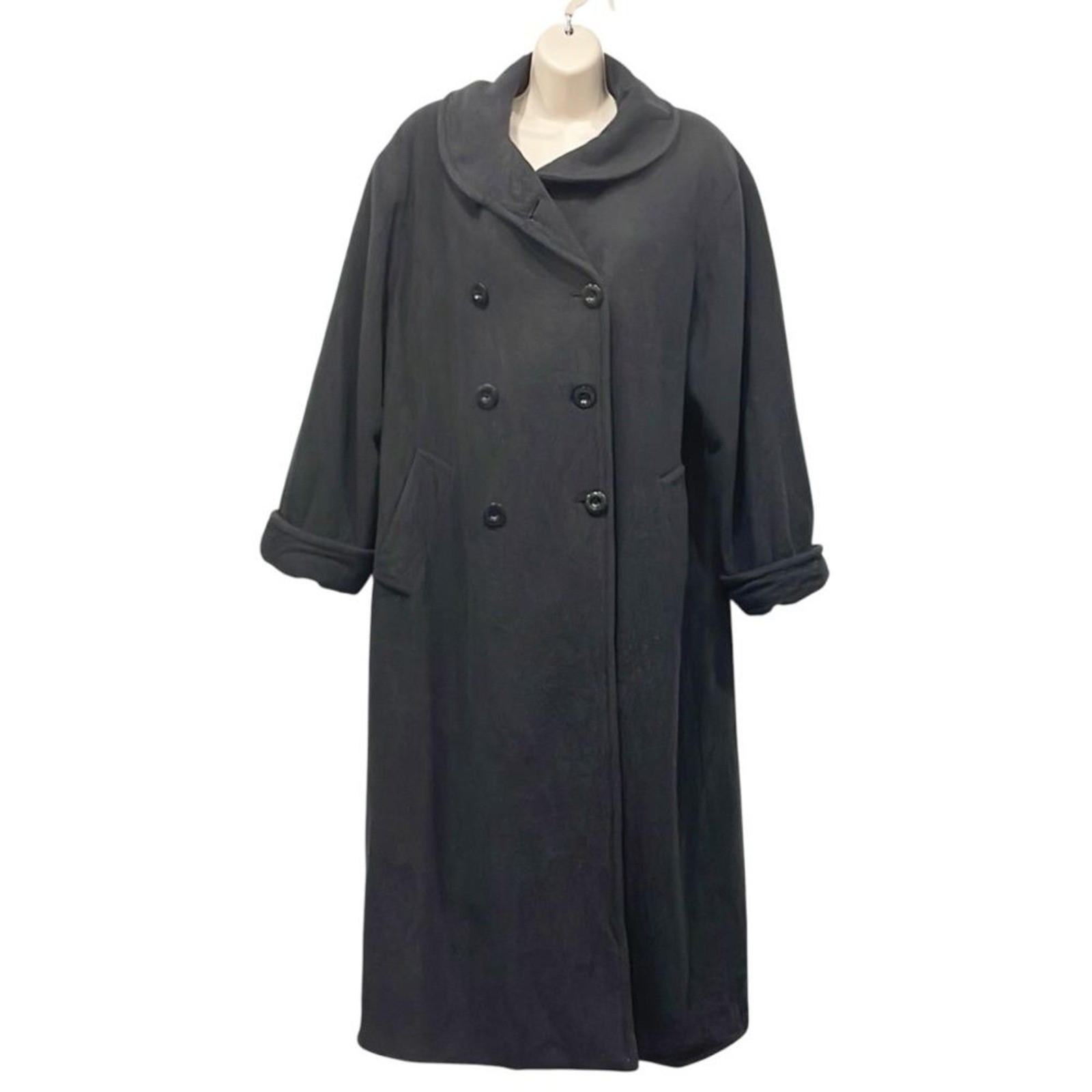 Christian Dior Women Sz 10 Double-Breasted Button Wool Peacoat Trench Coat Gray thumbnail 2