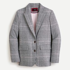 NWT J.Crew Boyfriend Blazer in Black White Plaid Italian Wool Jacket 6 248