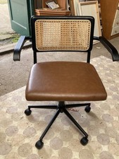 Swivel Adjustable On Castors With Arms Office Dining Chair Faux Leather Wicker