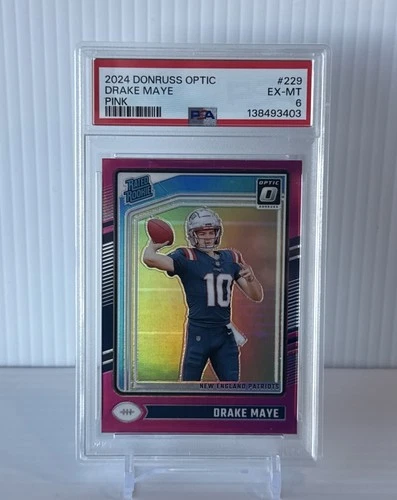 2024 Panini Donruss Optic Drake Maye Pink Psa 6 Ex-Mt #229 Patriots