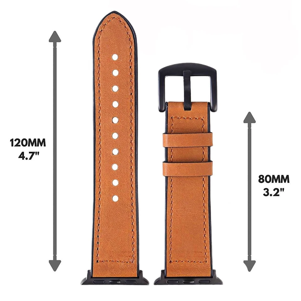 Leather Silicone Apple Watch Band For Series 8 7 6 5 4 3 2 38/40/41  42/44/45mm - Image 3 of 4