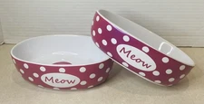 Meow! PetRageous Designs Cat Oval Dish Iridescent Pink Ceramic Bowls Set