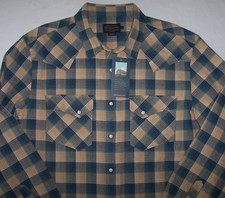 NWT Pendleton Wyatt TAN/BLUE Snap-Front WESTERN Check Plaid Shirt Men's XL SHARP