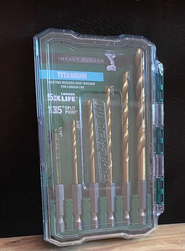 Master Force 6 Piece Titanium Drill Bit Set with 1/4"  Hex Shanks
