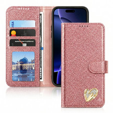 Glitter Flip Wallet Case for Samsung S26 Ultra S24 S23 S22 S21 FE A17 A07 S25 FE