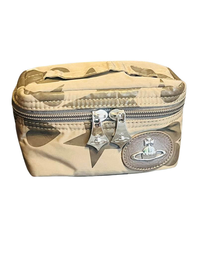 Borsa da trucco originale Vivienne Westwood Cosmetic Pouch grigia con cernier...