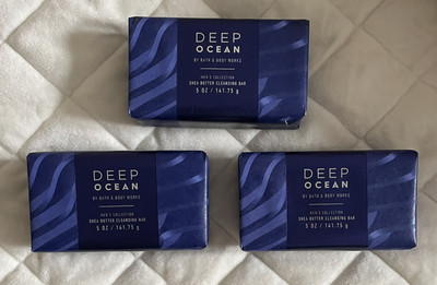 Set of 3 Bath & Body Works  Deep Ocean  Shea Butter Cleansing Bar Soap New
