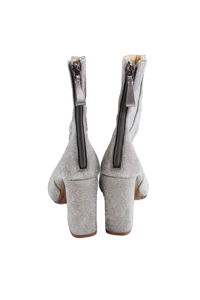 Alexandre Birman Women's Sparkle Block Heels Ankle Boots Silver Size 38.5 - Image 3 of 4