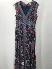 Pre-Owned Rebecca Taylor Blue Size 4 Floral Shift Maxi Sleeveless Dress