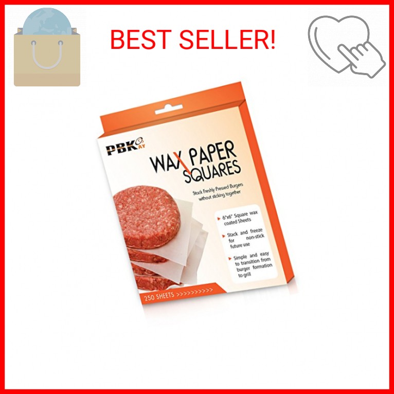 Hamburger Patty Paper Sheets, Wax Paper Squares 250 pcs 6" x 6" Non-Stick