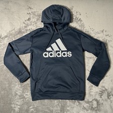 Adidas Hoodie Womens Small Navy Blue Climawarm Sparkle Shine Logo Sweatshirt
