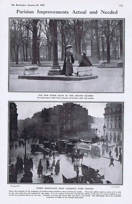 PARIS Verbesserungsbedarf; ungeregelter Verkehr - antiker Druck 1913