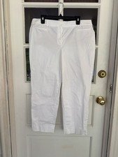 Talbots Women's Crop Pants Size 14 White The Perfect Crop" Curvy Front Zip