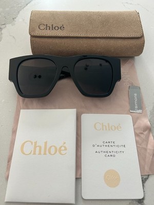 NEW Authentic Chloe CH0233S 001 Black Oversized Square Sunglasses 53-20-140
