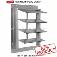 Wall Mount Gravity Shutter for 10" Exhaust Fans Aluminum Blades Damper Backdraft