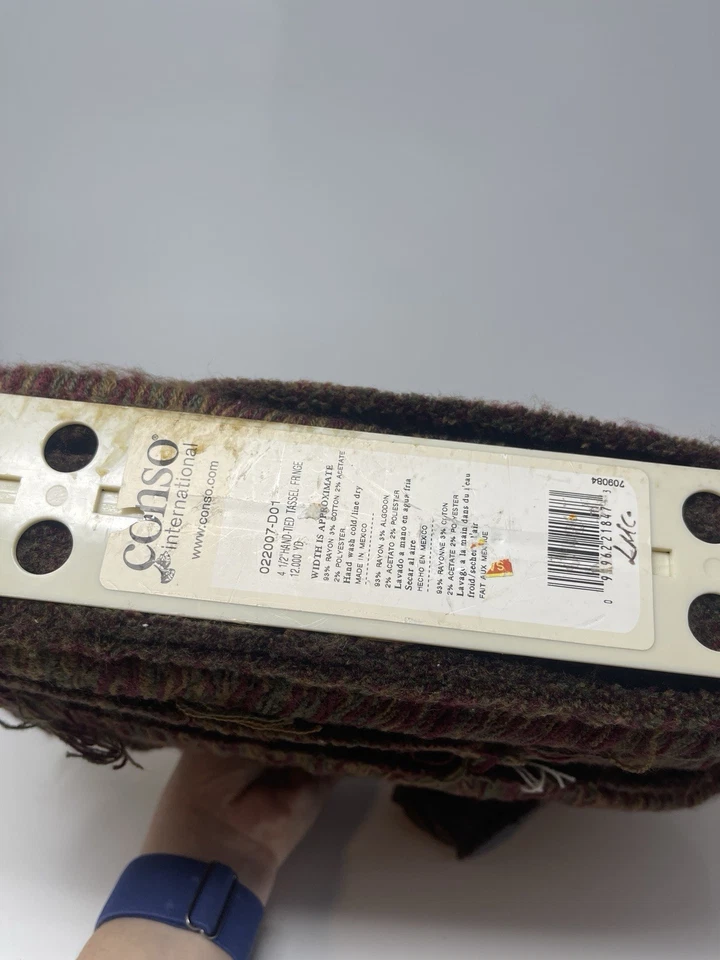 Cepillo vintage CONSO Collect flecos borde rojo/bronceado/verde - por yarda Foto 2 de 3