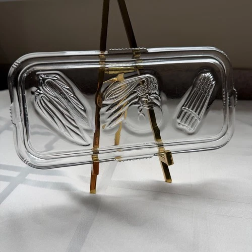 Vintage Federal Glass refrigerator dish lid with embossed vegetables excellent