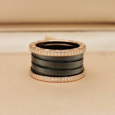 Bvlgari B.zero1 Ring 18k Roségold Diamant und schwarze Keramik, 56 (102789)