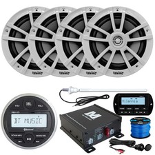 JBL PRV175 Receiver, Remote, 4x 6.5" Speaker, Amp, Wire, USB/AUX Mount, Antenna