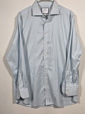 Charles Tyrwhitt Men's 17/35 Non Iron Slim Fit Blue White Check Dress Shirt