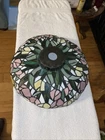 TIFFANY LAMP SHADE 14 W X 4 1/4 H Stained Glass USUAL WEAR Green Pink VINTAGE