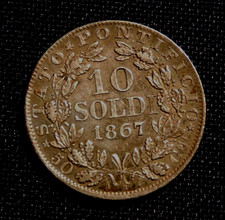 Vatican Papal States 1867 10 Soldi 50 Centesimi Ag Silver