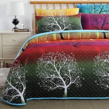 Swanson Beddings Rainbow Tree Bedspread Coverlet Quilt Set: Quilt a... Fast Ship
