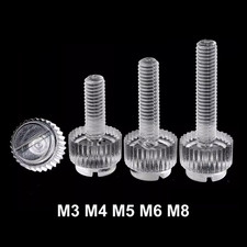 M3,4,5,6,8 Plastic Slotted Knurled Thumb Screw Clear Nylon Hand Grip Knob Bolts