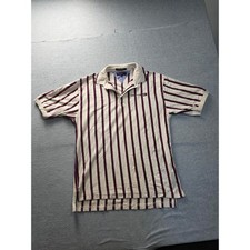 Tommy Hilfiger Golf Mens Large Polo Shirt Beige Striped Short Sleeve Cotton L