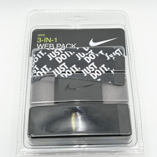 Nike Men's Golf Web Belt 3-In-1 Just Do It./Black/Grey Trim To Fit Up To 42