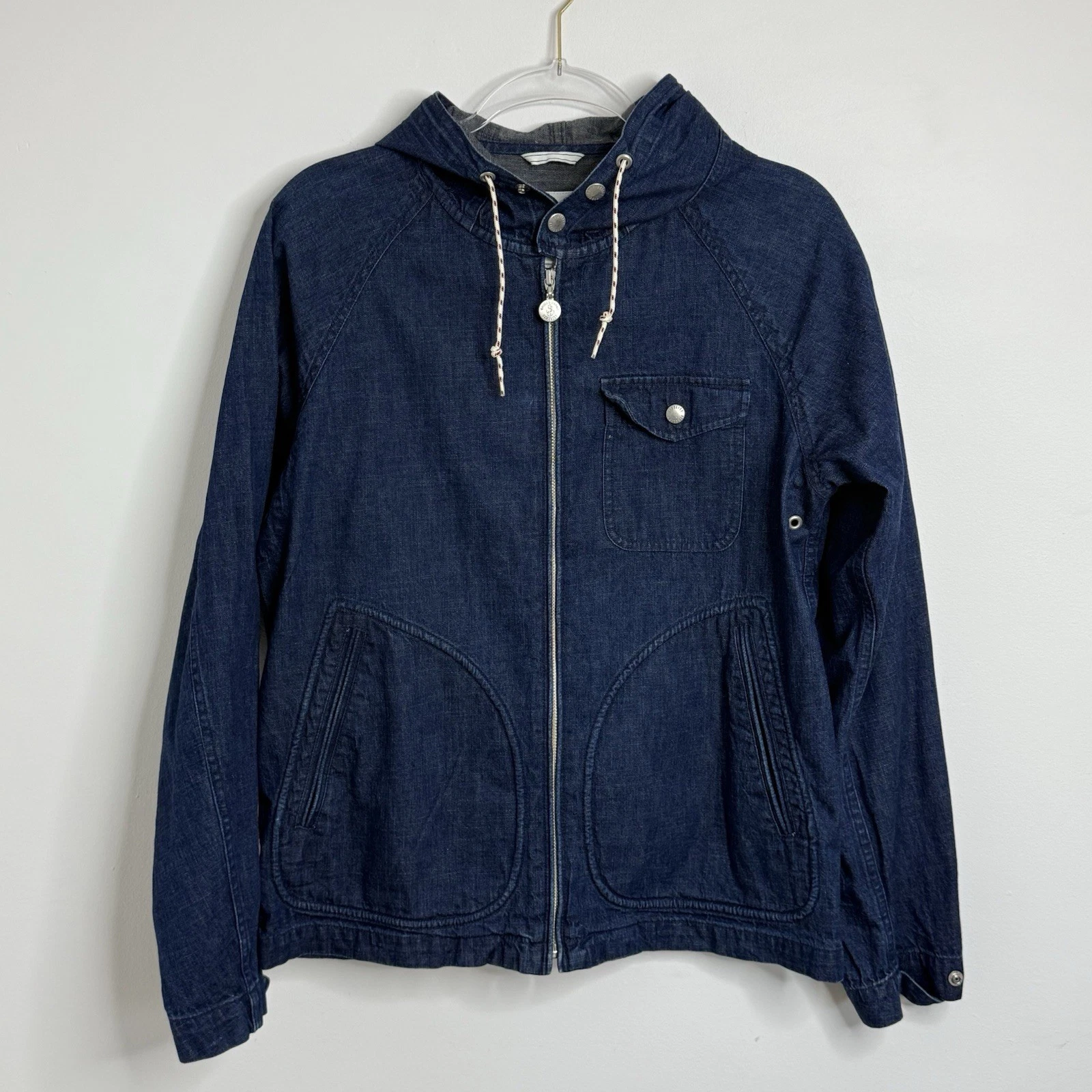 Fidelity Denim Jacket Mens M by Gerald & Stewart Hooded Unlined Preppy Nautical
