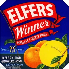 Elfers Florida Elfers Winner #2 Orange Citrus Fruit Crate Label Art Print