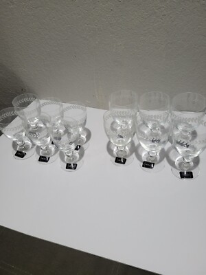 Mikasa Crystal Floral Leaf Pattern - Set of 12 Small & Large Cups