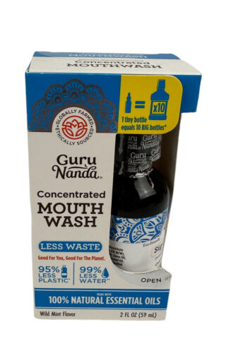 Guru Nanda Eco Friendly Concentrated Essential Oil Mouthwash Wild Mint 2oz
