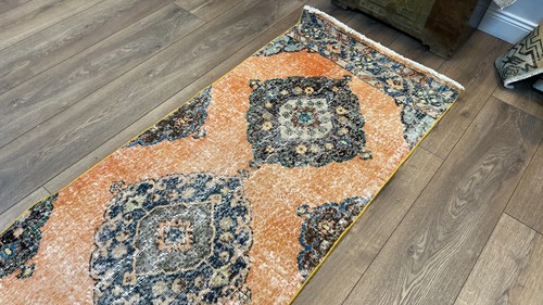 Alfombra de corredor naranja, alfombra hecha a mano, alfombra de cocina, alfombra de piso, antigua 2,6 x 12,3 pies - Imagen 7 de 10