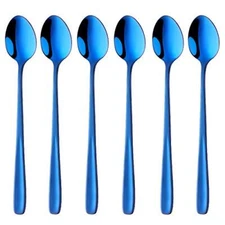Long Handle Iced Tea Spoons Set of 6 8 inch 18/10 Heavy Duty Coffee Spoon Set...