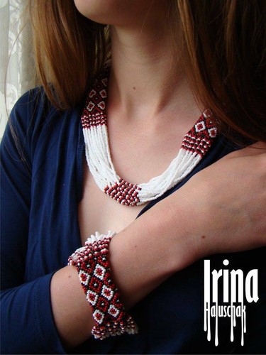 Vyshyvanka collana ucraina di perline collana multifilo di perline set gioielli - Foto 18 di 21
