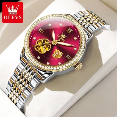 Automatic Mechanical Waterproof Watch Women's Ladies OLEVS Luxury Date Strap