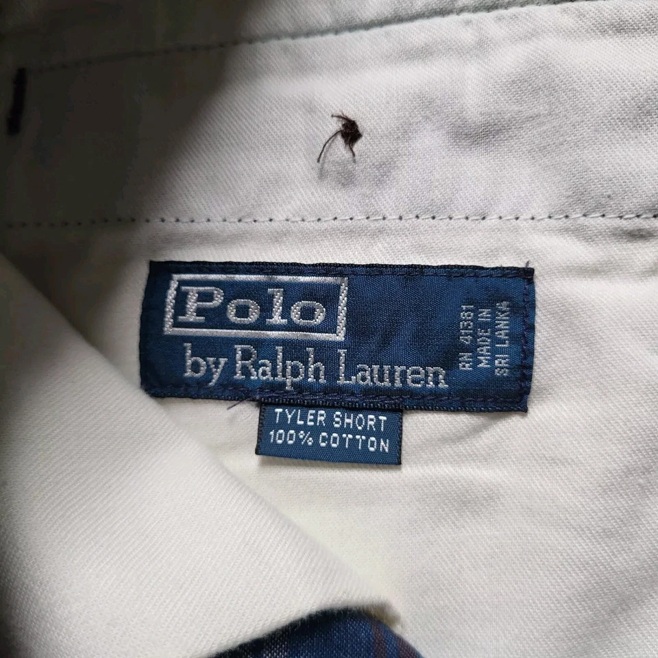 Pantalones Cortos Polo Ralph Lauren Para Hombre 32 9 Pulgadas Tyler Plisados Cuadros Abuelo Años 90 Retro Foto 4 de 4
