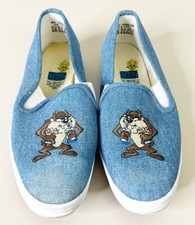 VTG Keds Sz 8.5 "Taz" Embroidered Looney Tunes Slip-On Blue Sneakers 1994 GUC