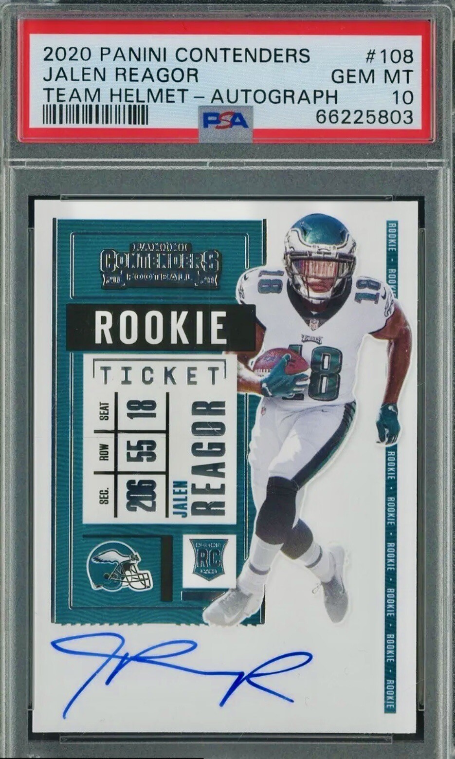 2020 Panini Contenders Team Helmet - Autograph Rookie Ticket Jalen Reagor PSA 10