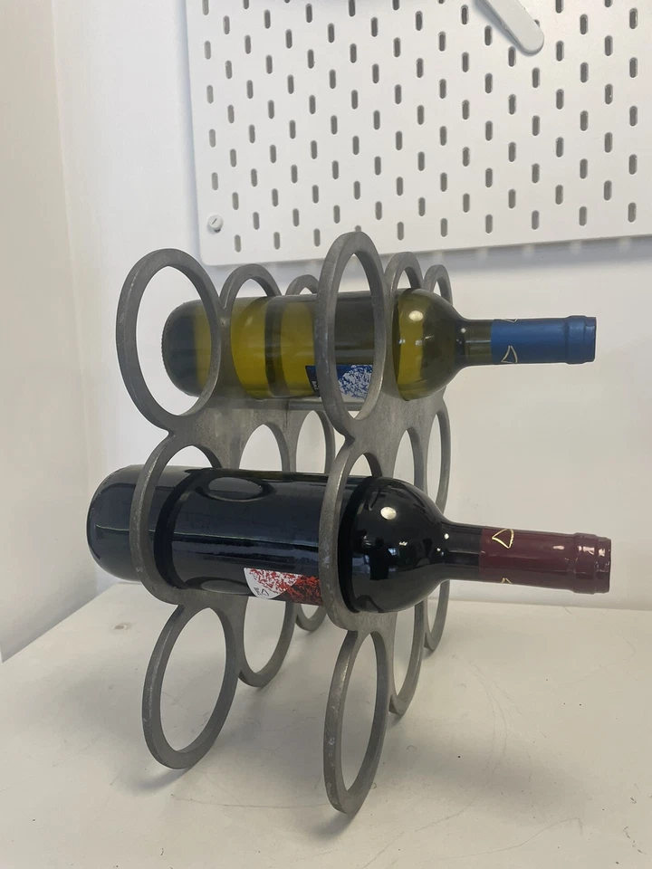 PORTABOTTIGLIE VINTAGE ALLUMINIO DESIGN CANTINETTA 9 POSTI VINO CANTINA - Immagine 3 di 4