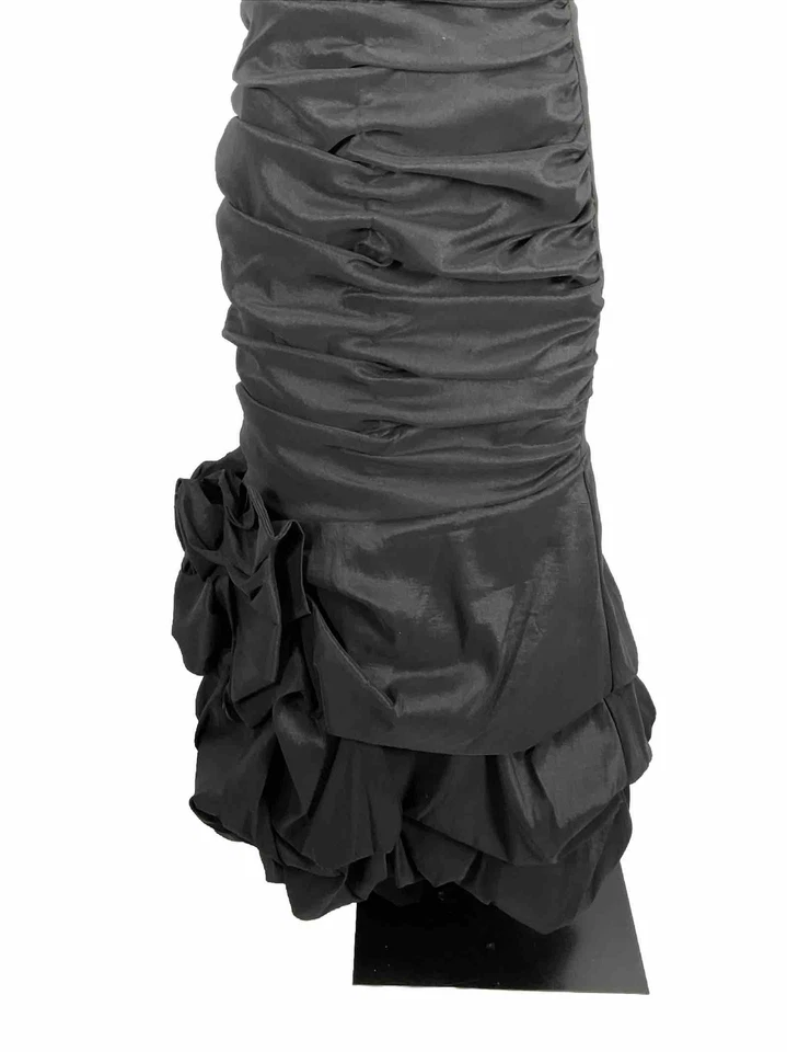 Jessica McClintock Vintage Años 80 90 Negro Tafetán Vestido de Baile Baile de graduación Vestido de Fiesta 6 Foto 4 de 4