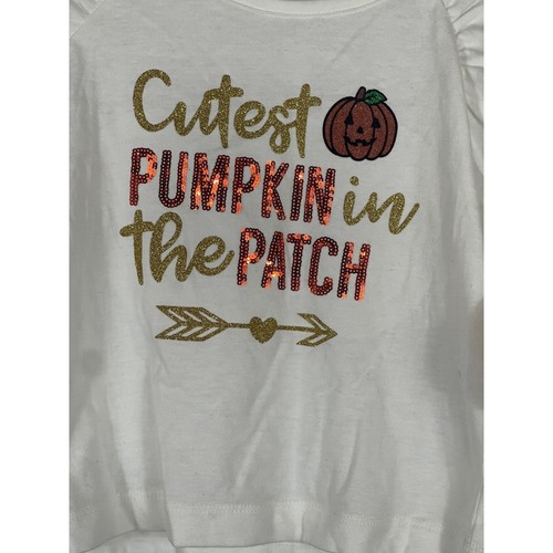 Camisa Btween Cutest Pumpkin In The Patch Niñas Talla 7 Niños Camiseta Blanca Manga Larga - Imagen 3 de 5