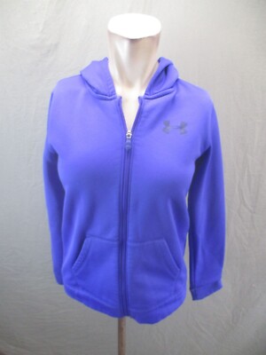 Under Armour COLD GEAR Size L Girls Blue Zip Up Fleece Lined Athletic Jacket 975