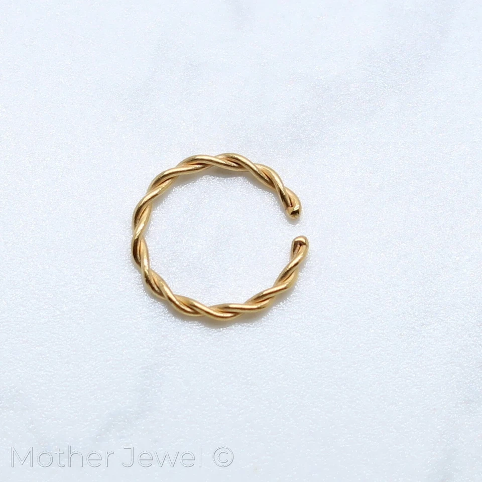 18G 14K YELLOW GOLD IP ANNEALED BENDABLE HOOP CARTILAGE SEPTUM NOSE HELIX RING - Изображение 2 из 4