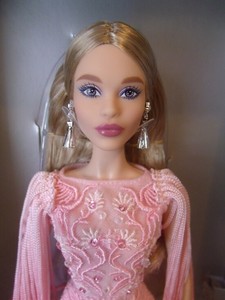 barbie blush fringed gown