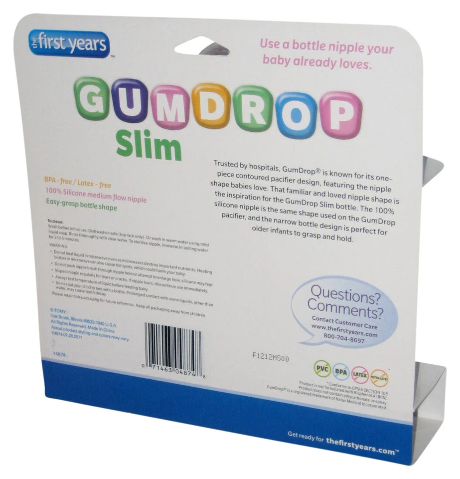 The First Years 3 Pack Gumdrop Slim Tomy Neck Bottle Pack - (Pink / Purple / 8 O - Image 3 of 3
