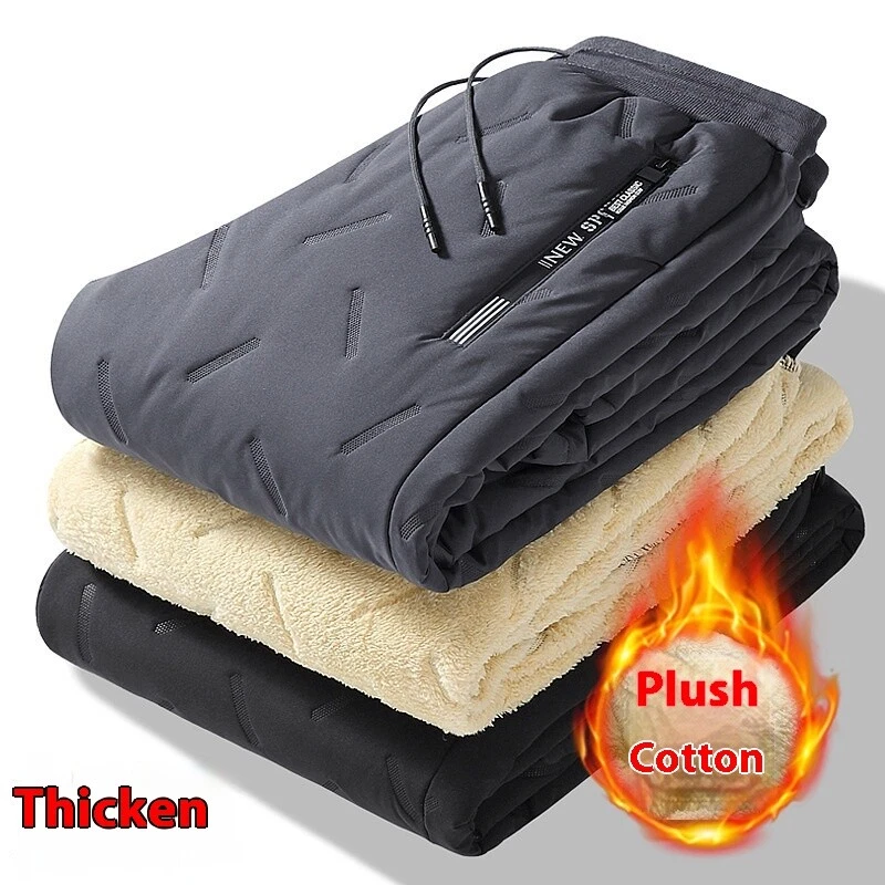 Men's Thermal Fleece Pants Sweatpants Waterproof Windproof Warm Cotton Winter - Image 4 of 4