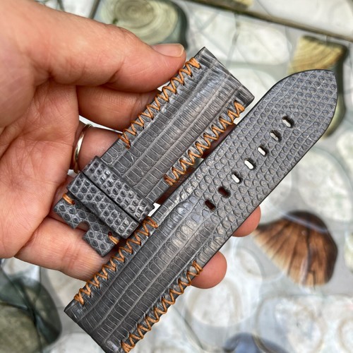 24mm/22mm Genuine Lizard leather watch strap band, leather watch strap Gray - Picture 14 of 14